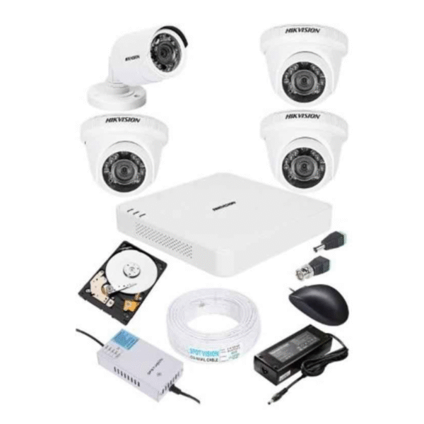 HIKVISION 4 CCTV CAMERA 1MP FULL PACKAGE WITH INSTALLATION